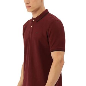 Peter England Men's Snug Fit Solid Polo T-Shirt with Coloured Collar Tipping