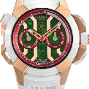 Jacob & Co. Epic X Chrono Rose Gold And White Ceramic (Green Dial, Red Inner Rings) EC312.42.PB.GR.AHB4D